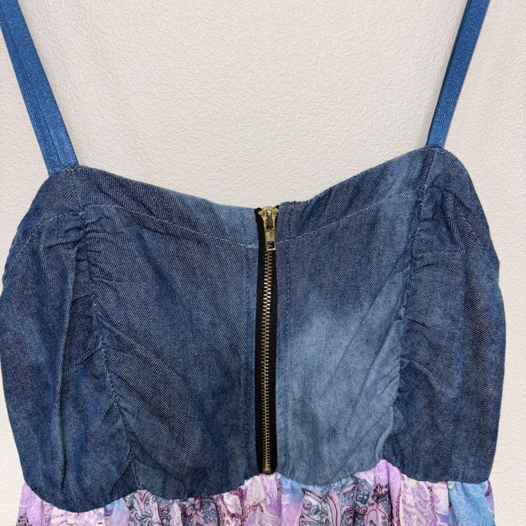 Skinny Lip デニムペイズリーマキシキャミワンピース M d762 3