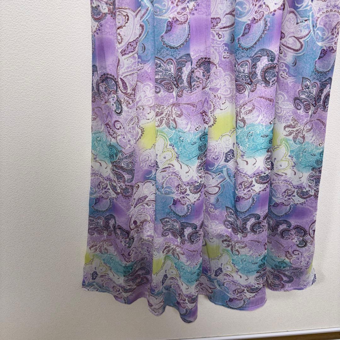 Skinny Lip デニムペイズリーマキシキャミワンピース M d762 6