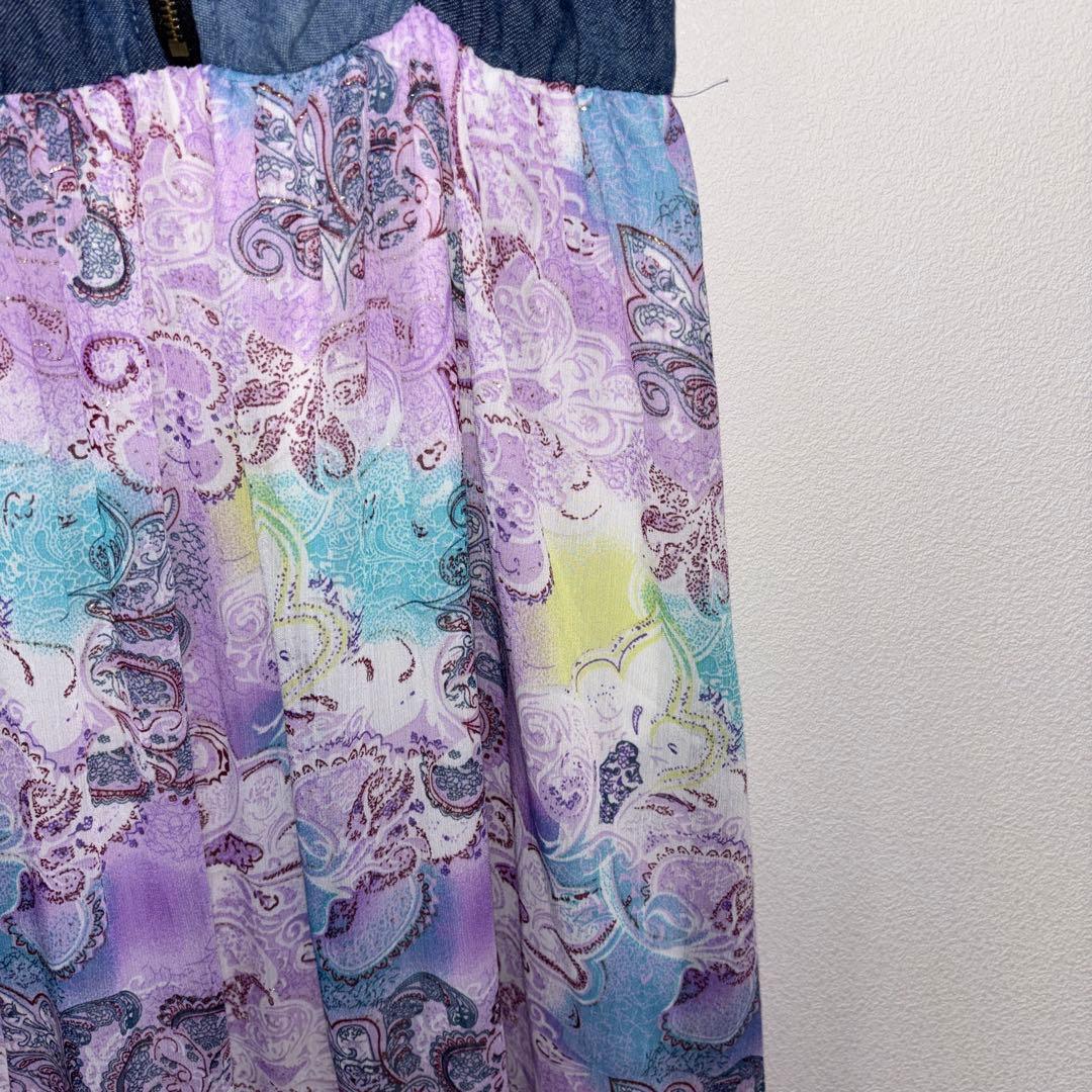 Skinny Lip デニムペイズリーマキシキャミワンピース M d762 8