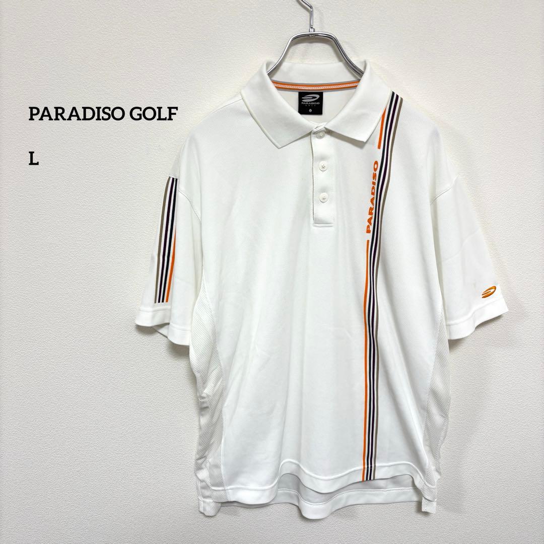 PARADISO GOLF メンズポロシャツボーダーゴルフ L ホワイトd757