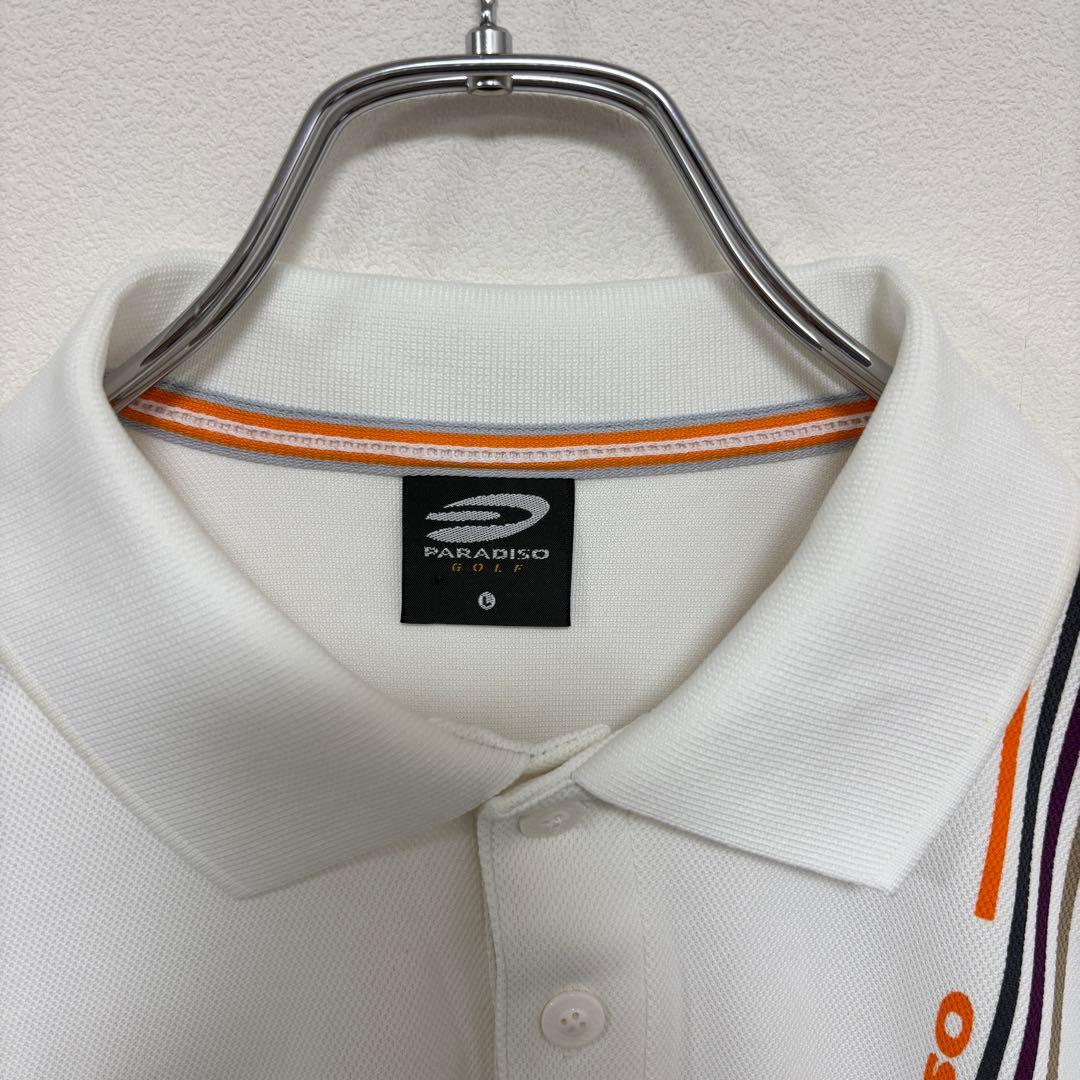 PARADISO GOLF メンズポロシャツボーダーゴルフ L ホワイトd757 3