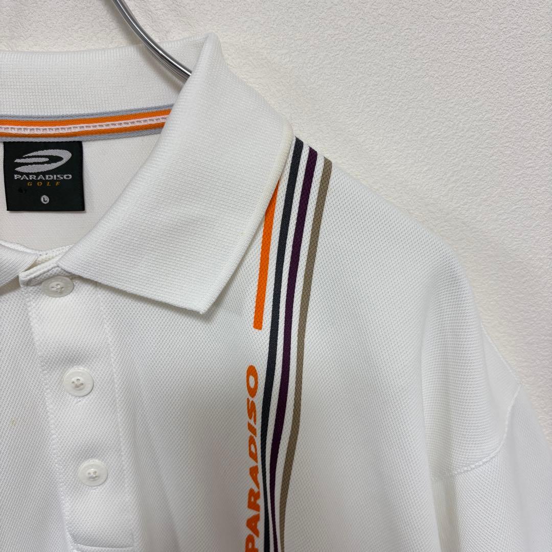 PARADISO GOLF メンズポロシャツボーダーゴルフ L ホワイトd757 7
