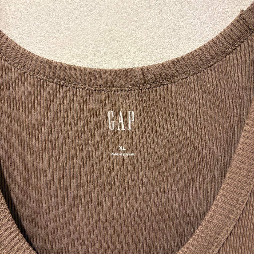 ギャップ タンクトップ リブ 茶色　ブラウン XL ストレッチ ノースリーブ 3