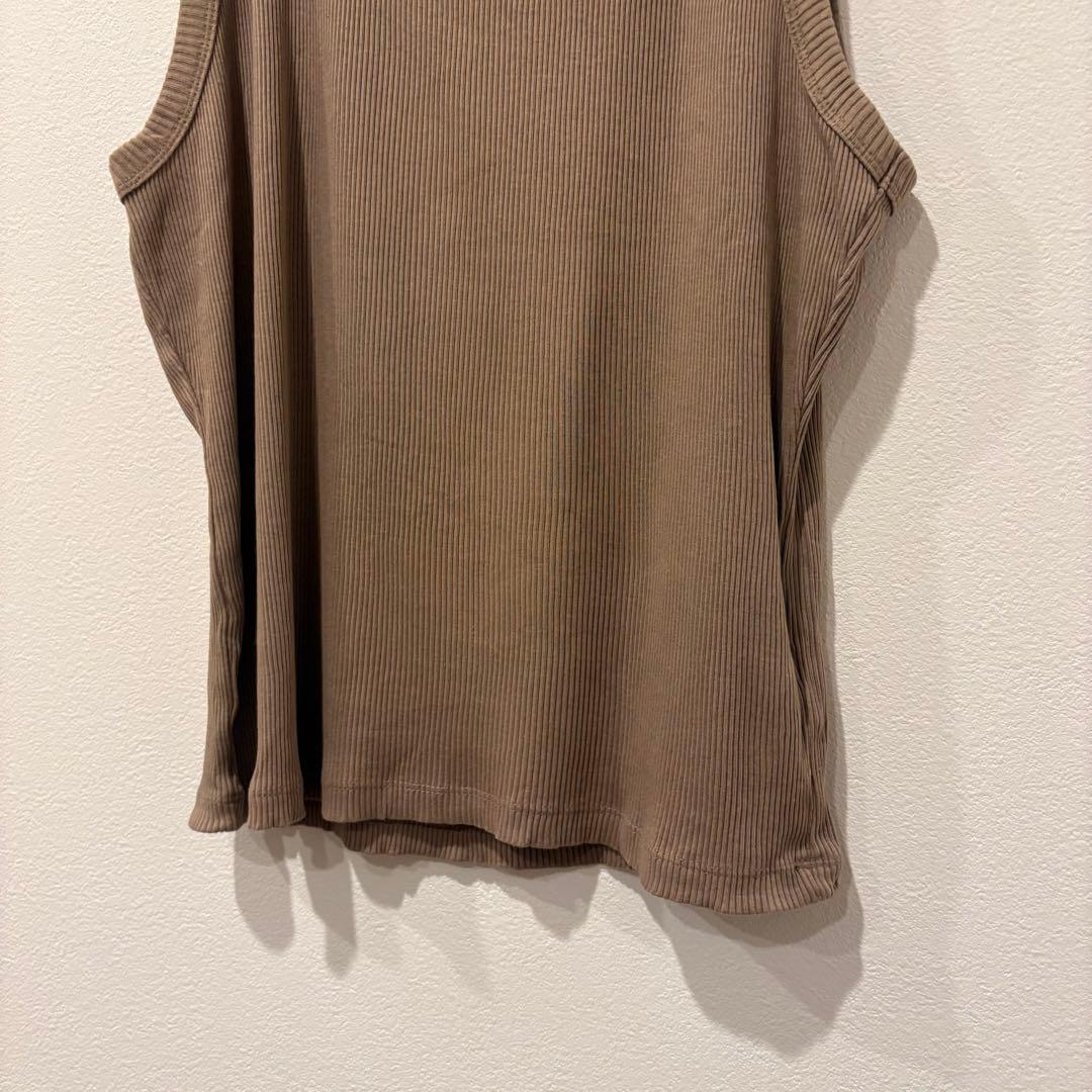 ギャップ タンクトップ リブ 茶色　ブラウン XL ストレッチ ノースリーブ 5