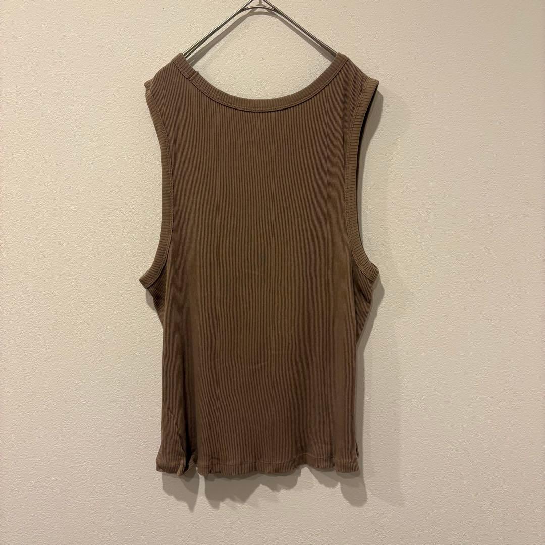 ギャップ タンクトップ リブ 茶色　ブラウン XL ストレッチ ノースリーブ 6