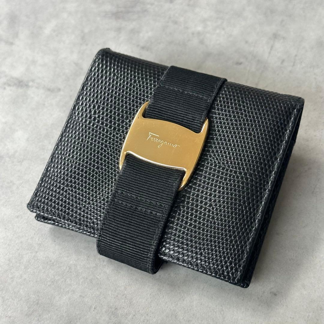 Salvatore Ferragamo ヴァラ リザード型押し 二つ折り財布 3