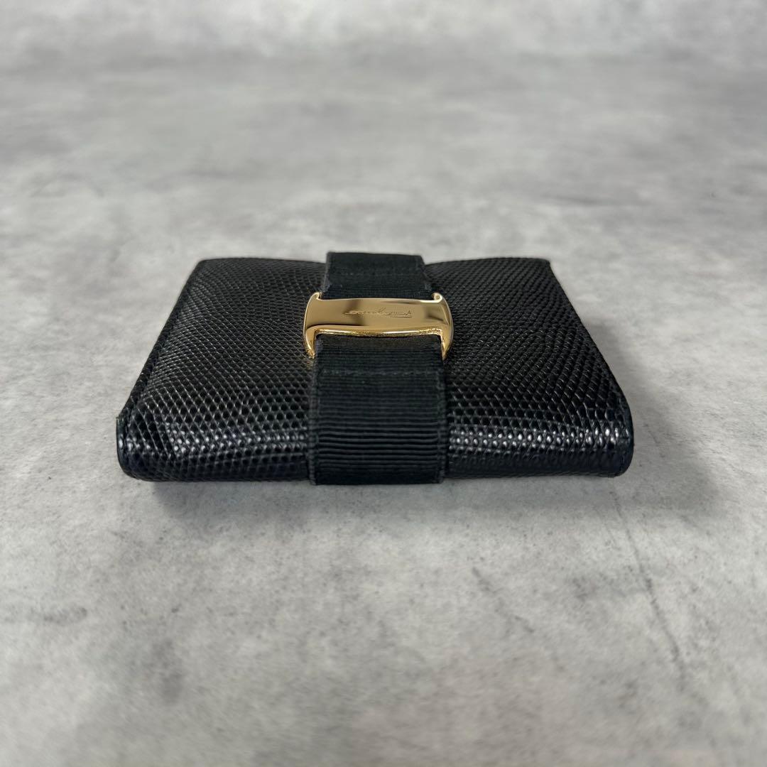 Salvatore Ferragamo ヴァラ リザード型押し 二つ折り財布 5
