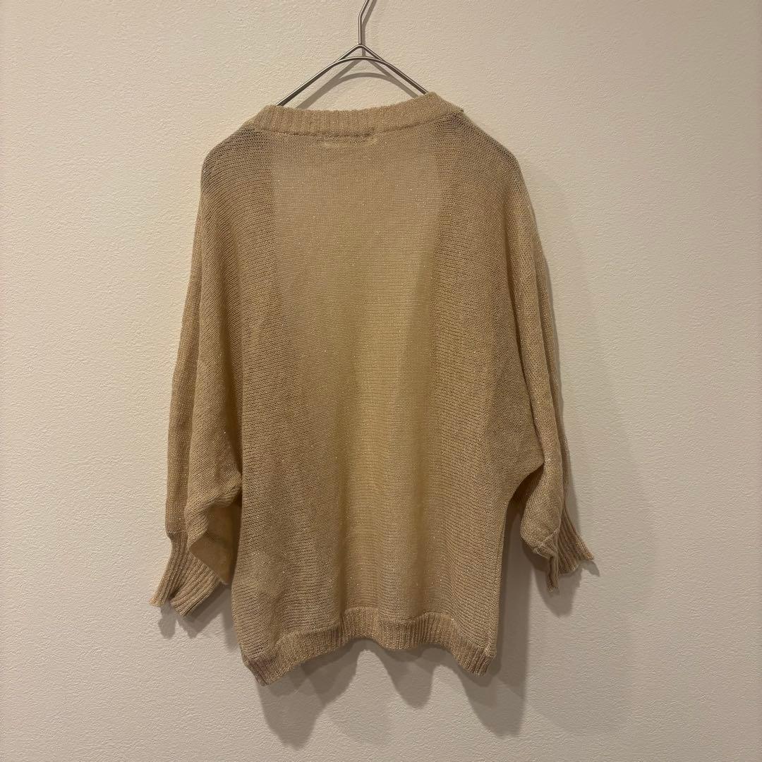 クチュールブローチ ニット カーディガン ラメ ベージュ 38 M相当 羽織り 6