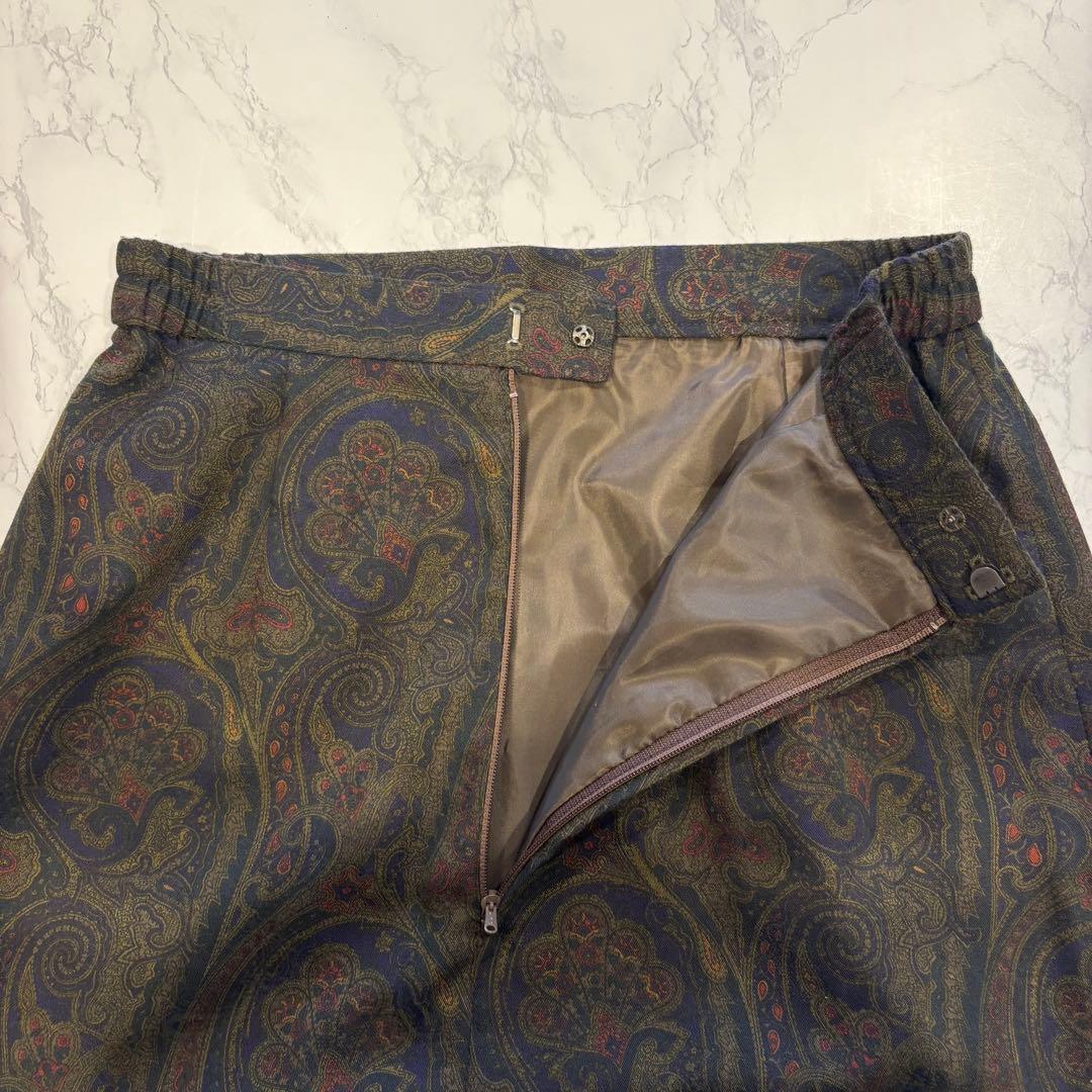 トレスビエノ セットアップ ジャケット スカート ペイズリー 総柄 9AR 緑 12