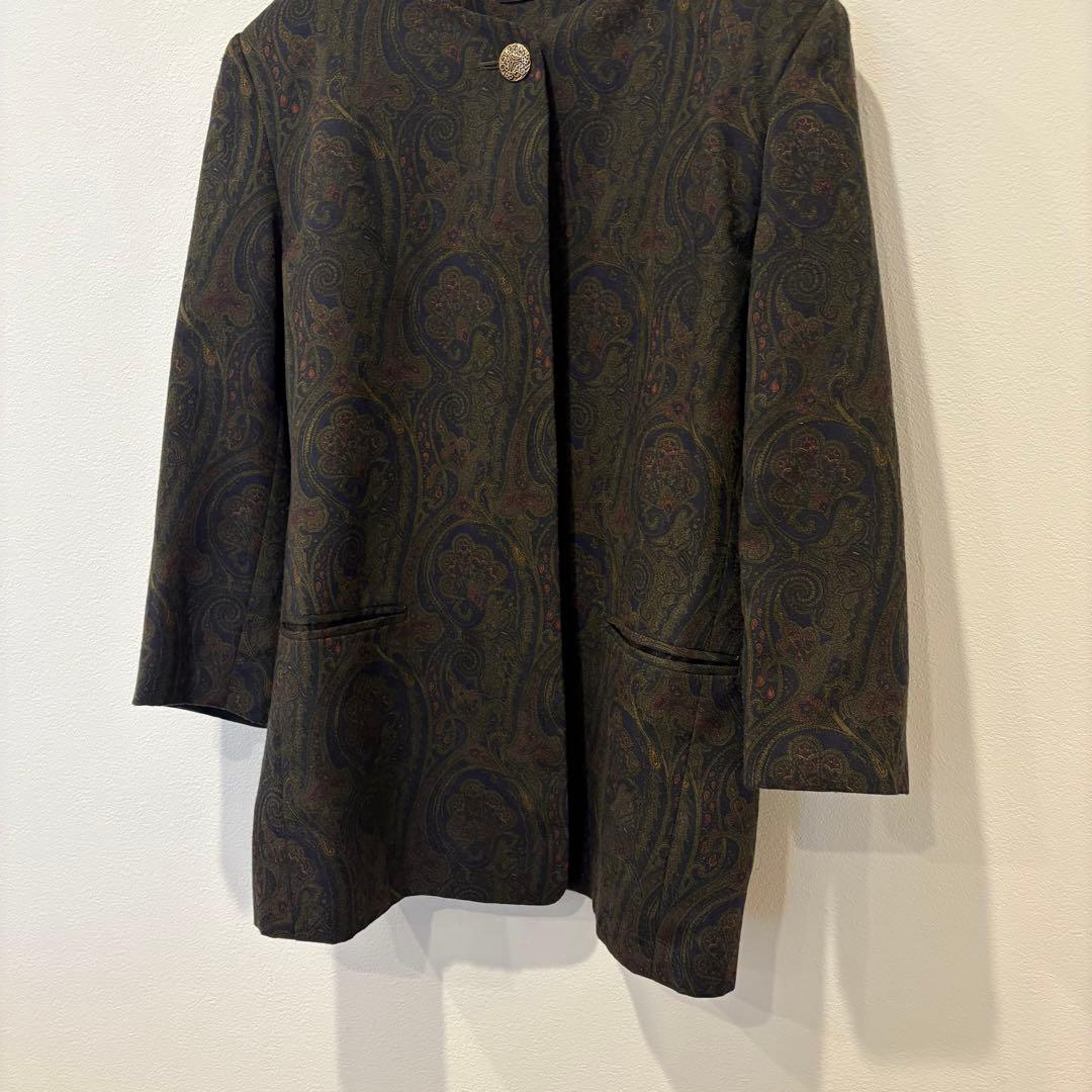 トレスビエノ セットアップ ジャケット スカート ペイズリー 総柄 9AR 緑 4