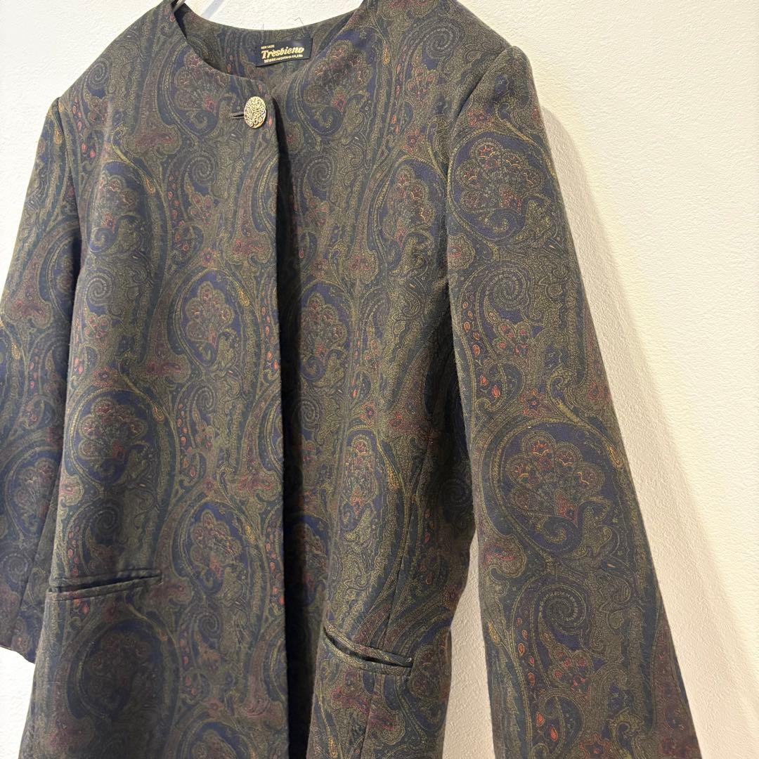 トレスビエノ セットアップ ジャケット スカート ペイズリー 総柄 9AR 緑 6