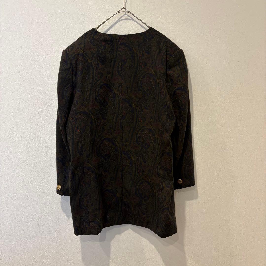 トレスビエノ セットアップ ジャケット スカート ペイズリー 総柄 9AR 緑 7