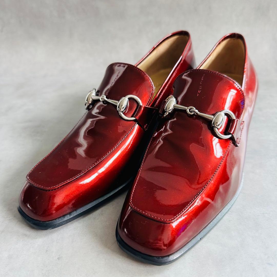 未使用級✨GUCCI ホースビット　パテントレザー　ローファー ボルドー