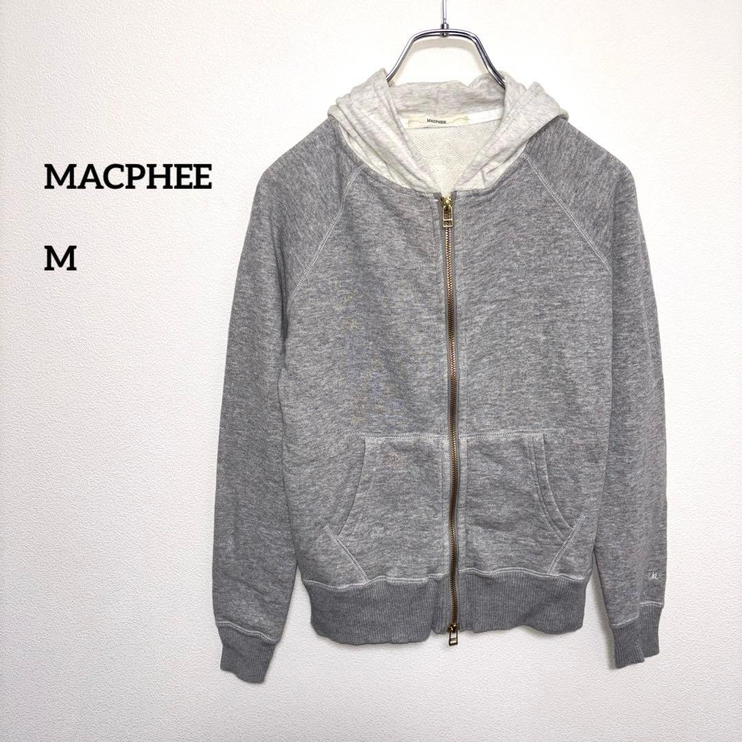 MACPHEE グレー フード付きダブルジップパーカー M日本製d691