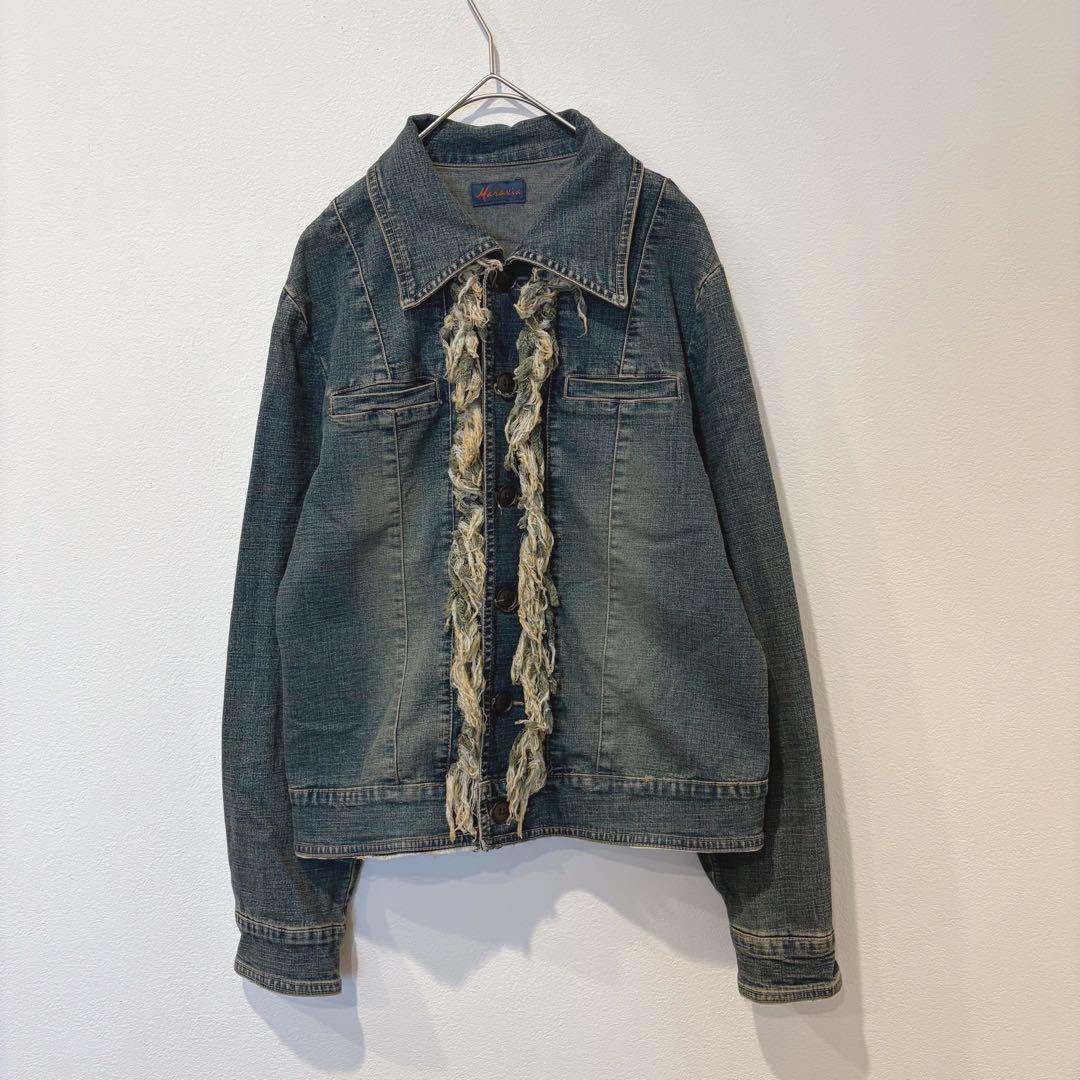 Maraxia デニムジャケット Gジャン　襟付き　ダメージ　レディース