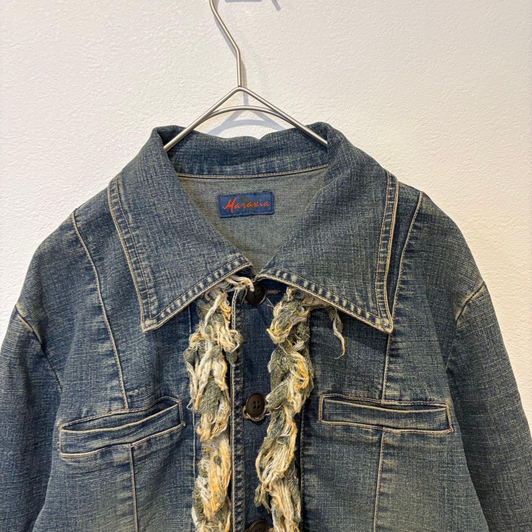 Maraxia デニムジャケット Gジャン　襟付き　ダメージ　レディース 2