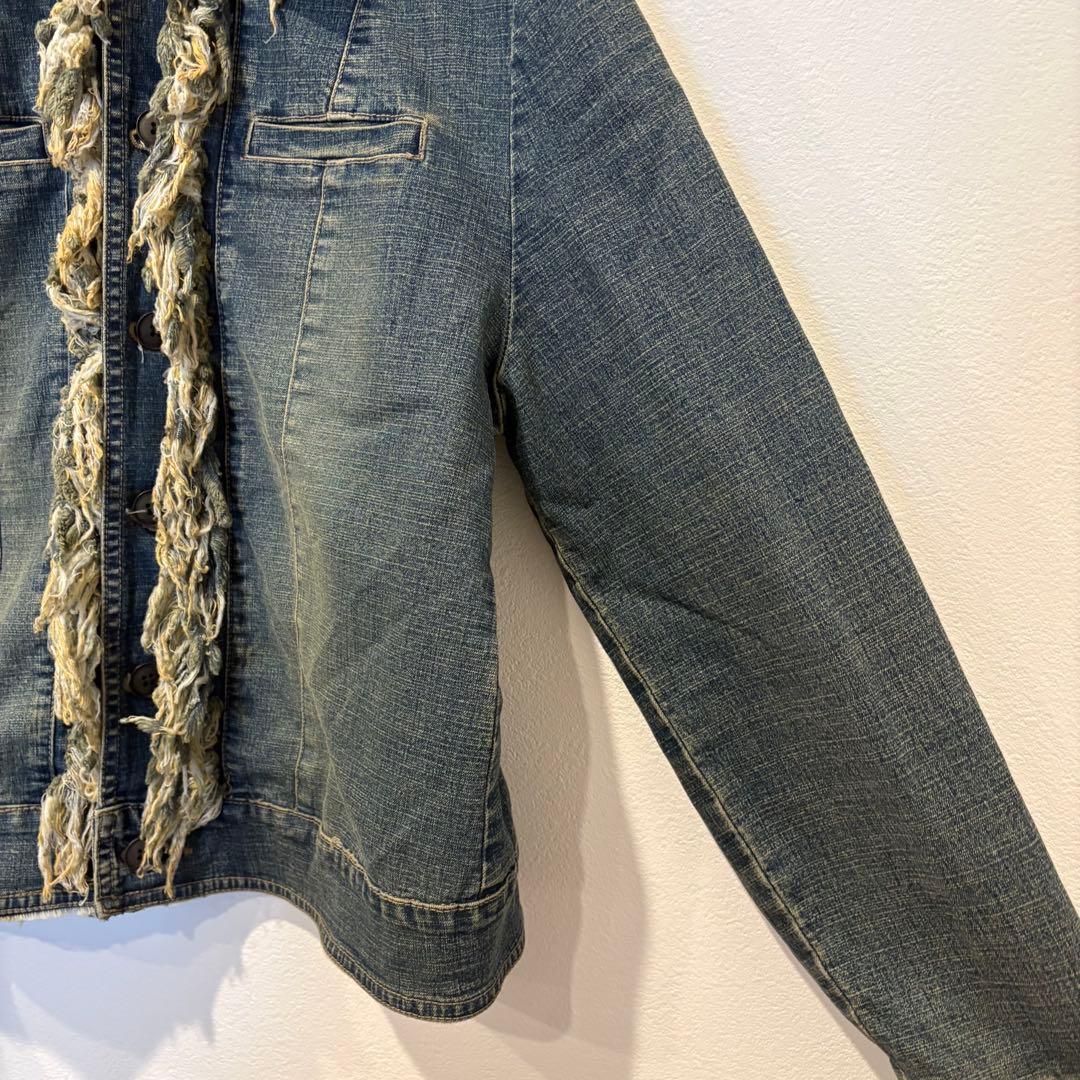 Maraxia デニムジャケット Gジャン　襟付き　ダメージ　レディース 5