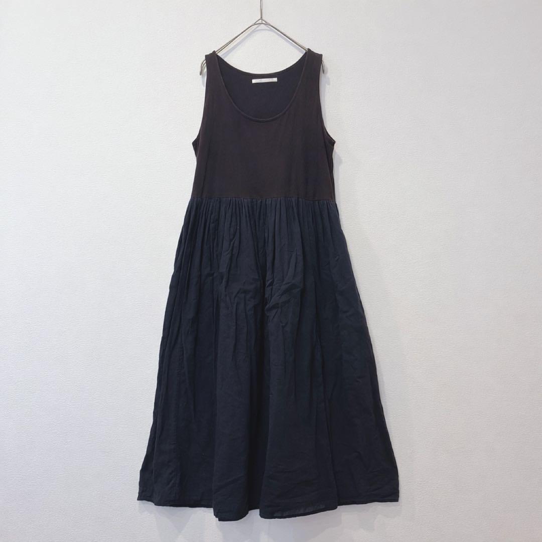 アーバンリサーチドアーズ　ロングワンピース ノースリーブ　紺色　ネイビー　フレア