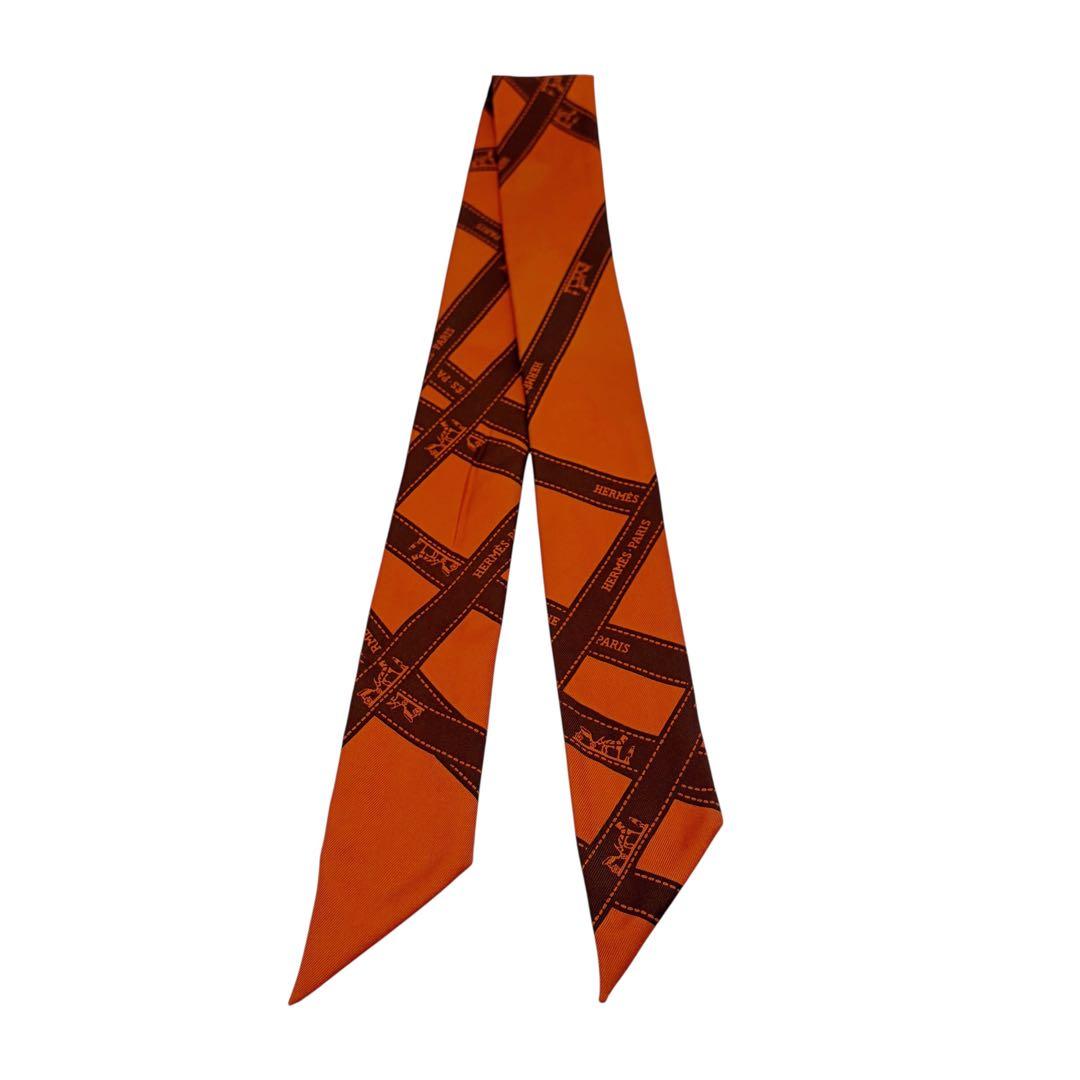 ⭐️美品⭐️ エルメス ツイリー ボルデュック リボン スカーフ オレンジ 2