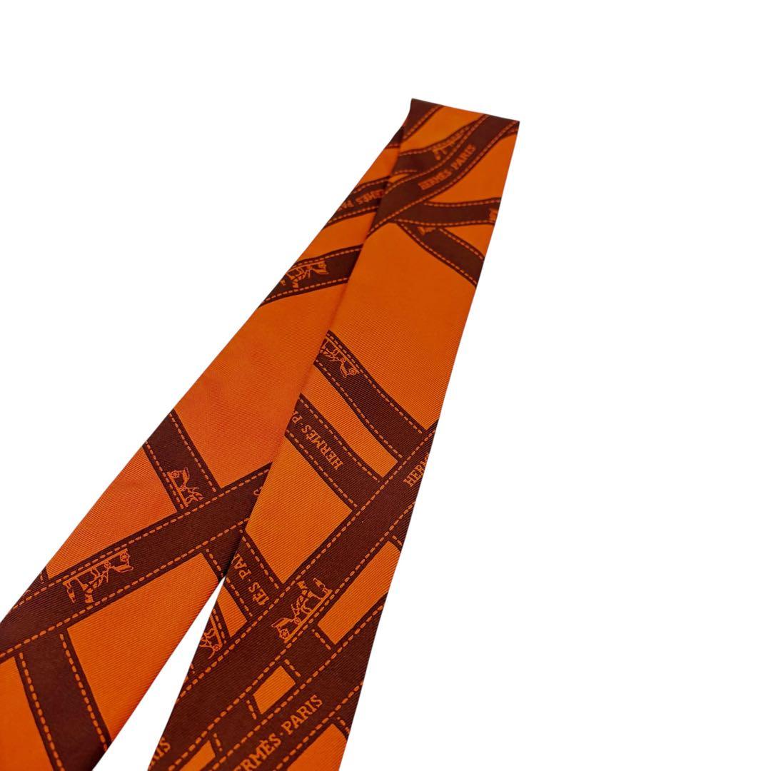 ⭐️美品⭐️ エルメス ツイリー ボルデュック リボン スカーフ オレンジ 3