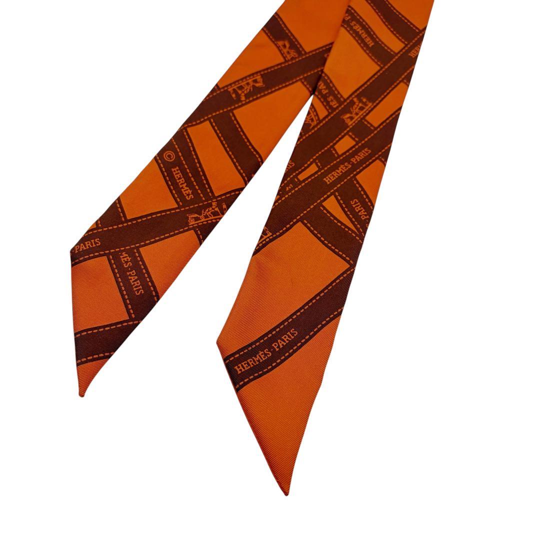 ⭐️美品⭐️ エルメス ツイリー ボルデュック リボン スカーフ オレンジ 4