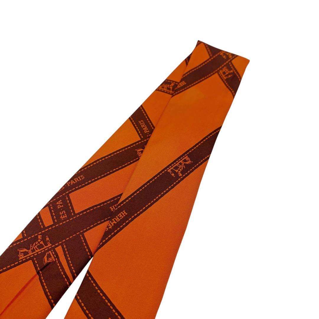 ⭐️美品⭐️ エルメス ツイリー ボルデュック リボン スカーフ オレンジ 5