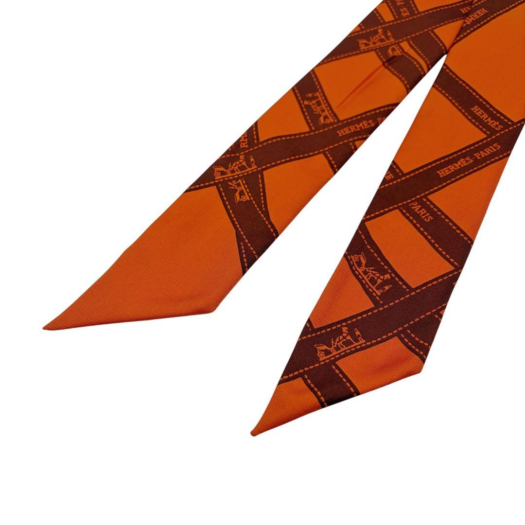 ⭐️美品⭐️ エルメス ツイリー ボルデュック リボン スカーフ オレンジ 6
