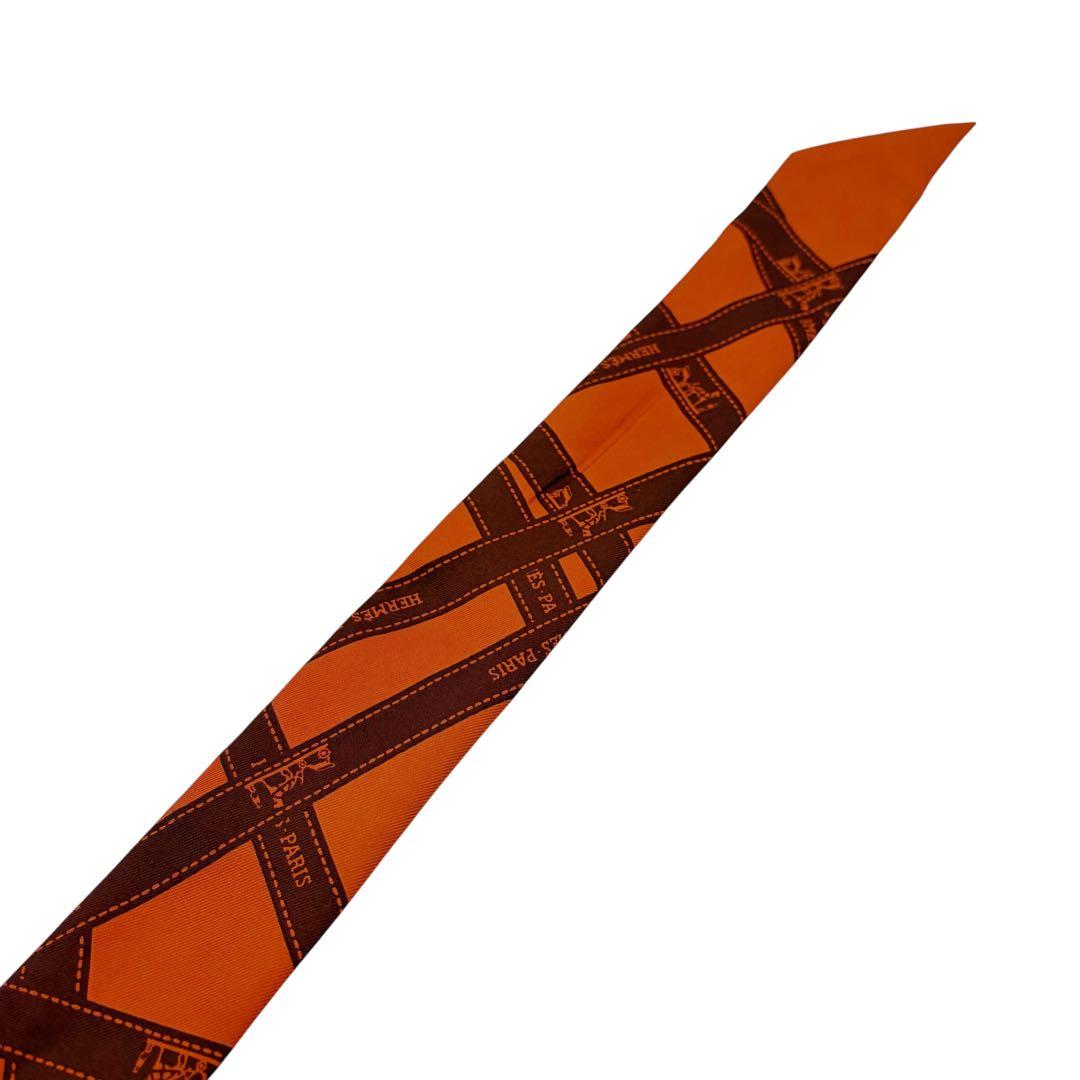 ⭐️美品⭐️ エルメス ツイリー ボルデュック リボン スカーフ オレンジ 7