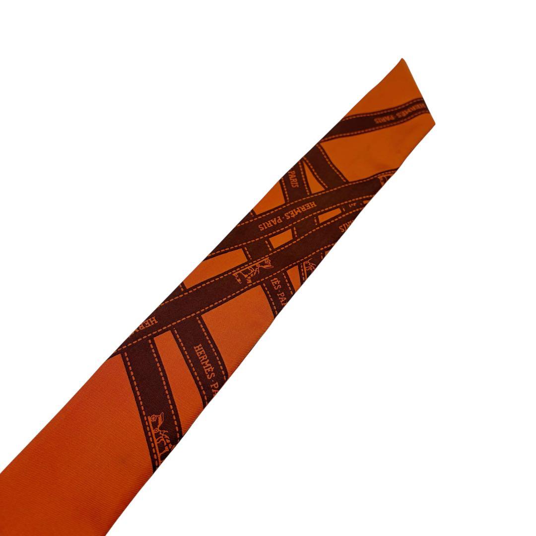 ⭐️美品⭐️ エルメス ツイリー ボルデュック リボン スカーフ オレンジ 8