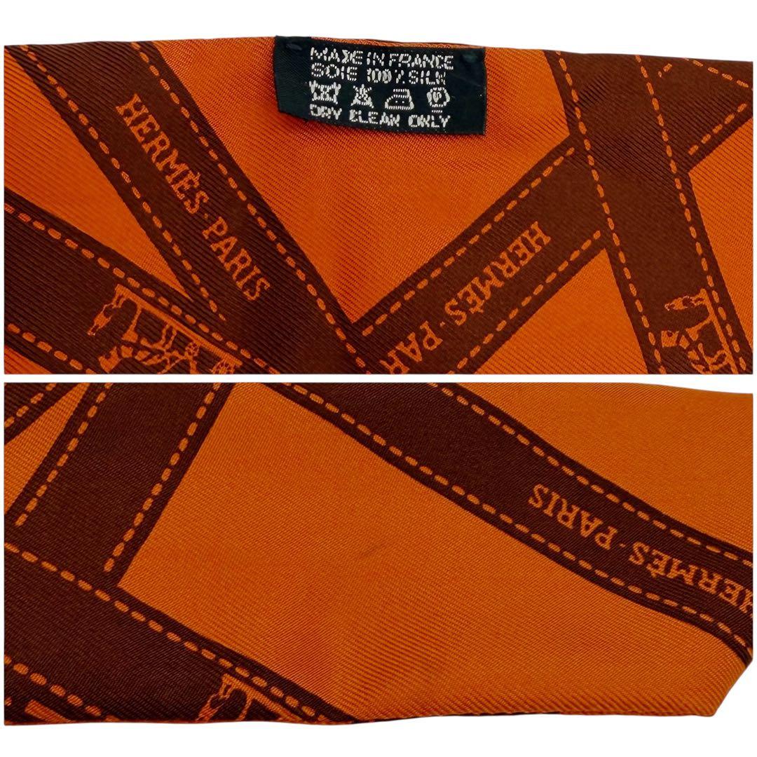 ⭐️美品⭐️ エルメス ツイリー ボルデュック リボン スカーフ オレンジ 10