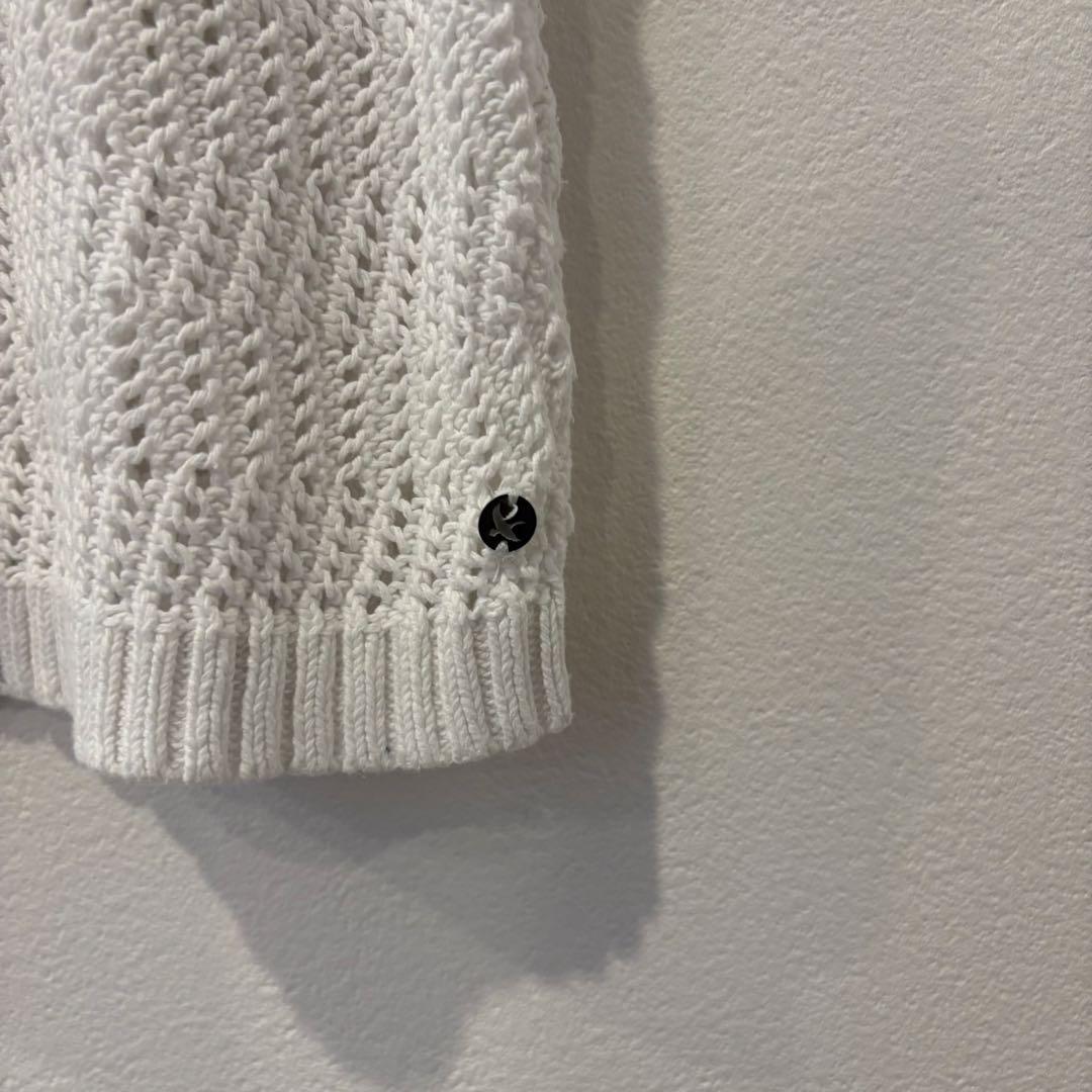 エディーバウアー 半袖 ニット サマーニット 白 ホワイトS相当 透かし編み 5