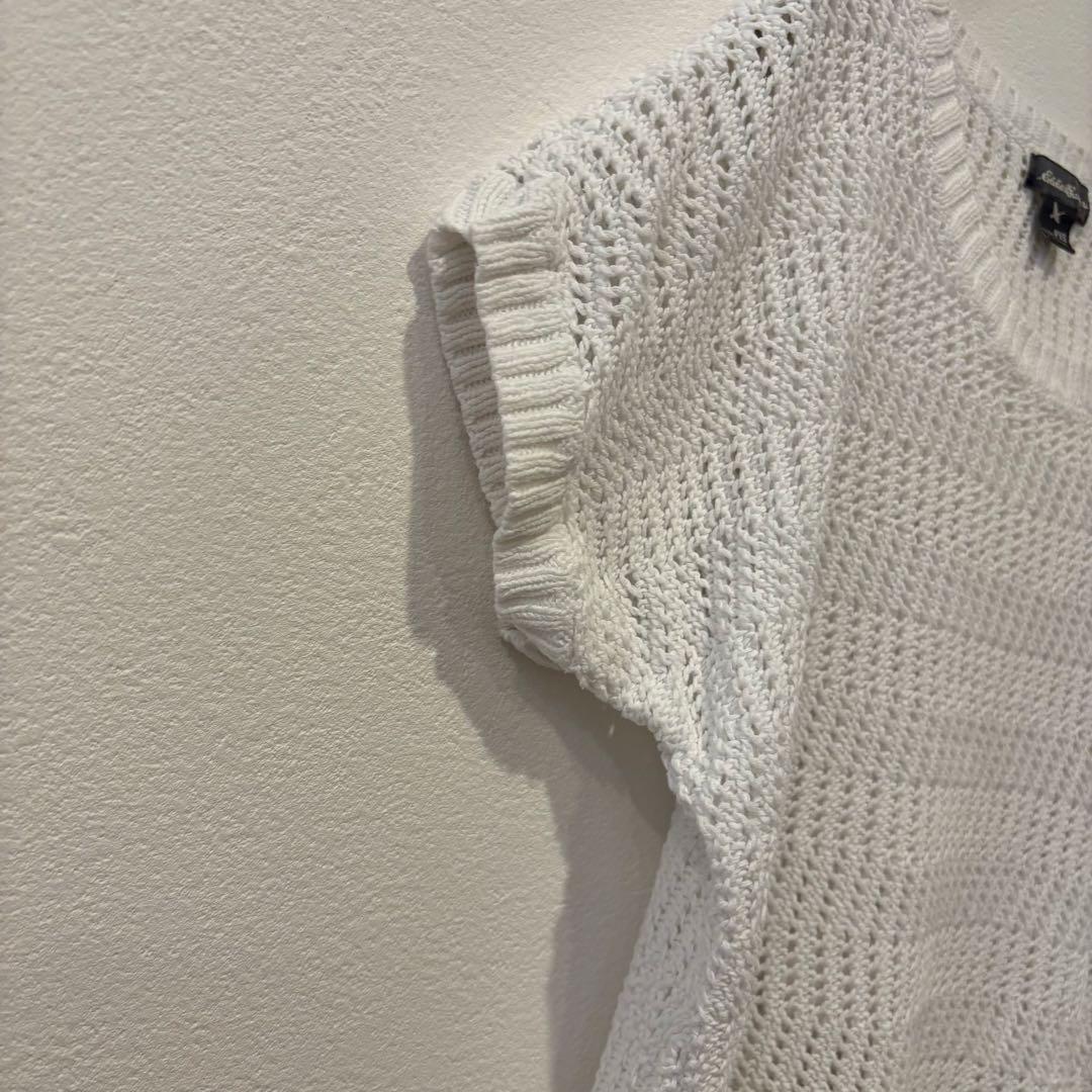 エディーバウアー 半袖 ニット サマーニット 白 ホワイトS相当 透かし編み 6