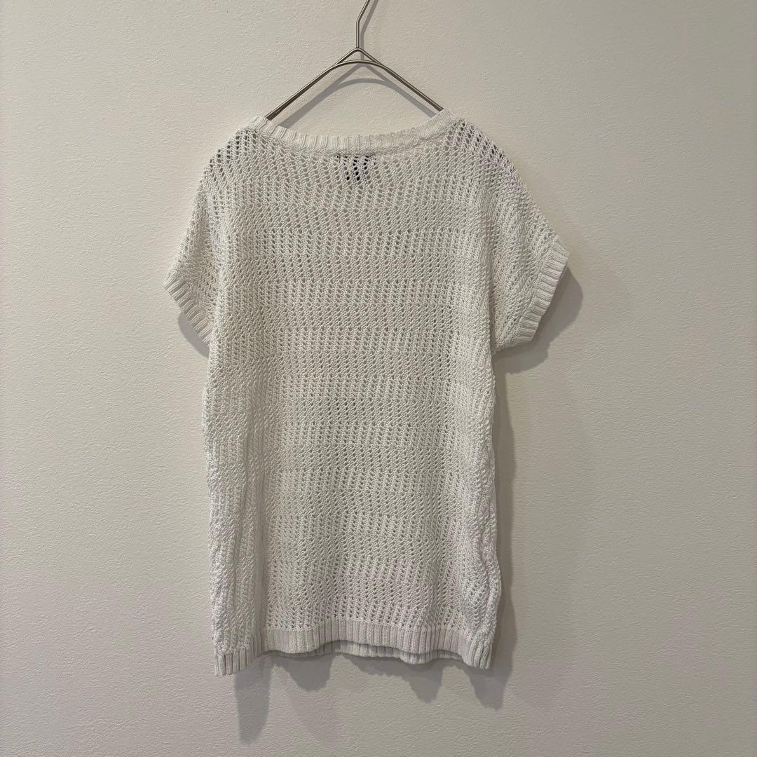 エディーバウアー 半袖 ニット サマーニット 白 ホワイトS相当 透かし編み 7