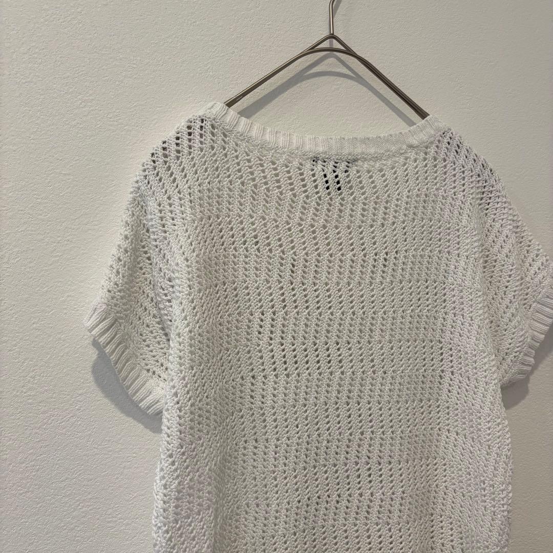 エディーバウアー 半袖 ニット サマーニット 白 ホワイトS相当 透かし編み 8