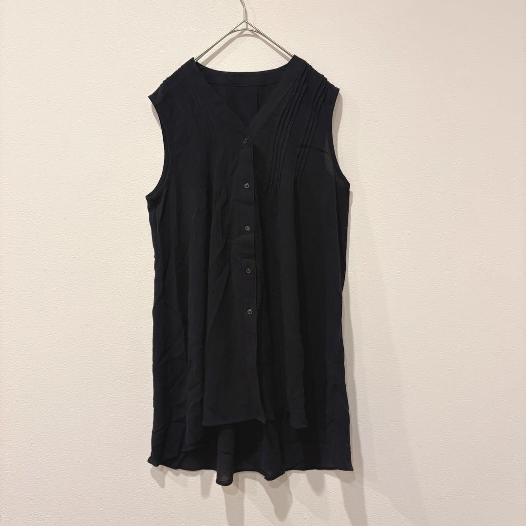 アーバンリサーチ ノースリーブシャツ　チュニック 黒 ブラック　前開き