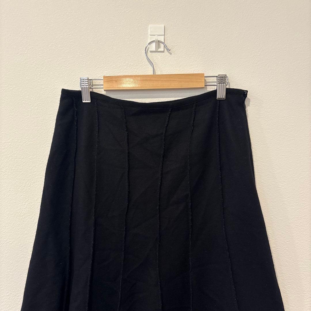 アンタイトル フレア スカート 黒　ブラック 3 L相当 膝丈　アンゴラ 日本製 2