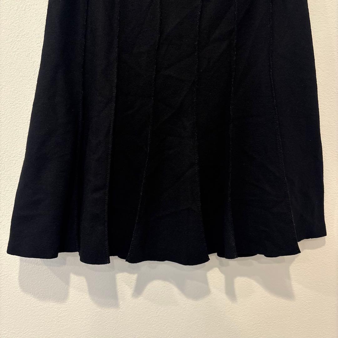 アンタイトル フレア スカート 黒　ブラック 3 L相当 膝丈　アンゴラ 日本製 3