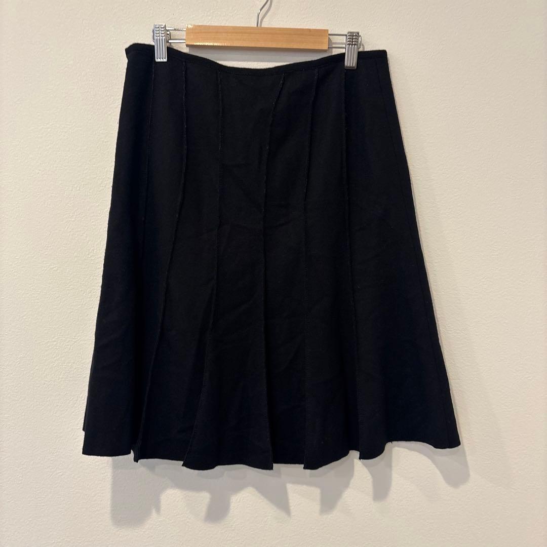 アンタイトル フレア スカート 黒　ブラック 3 L相当 膝丈　アンゴラ 日本製 4