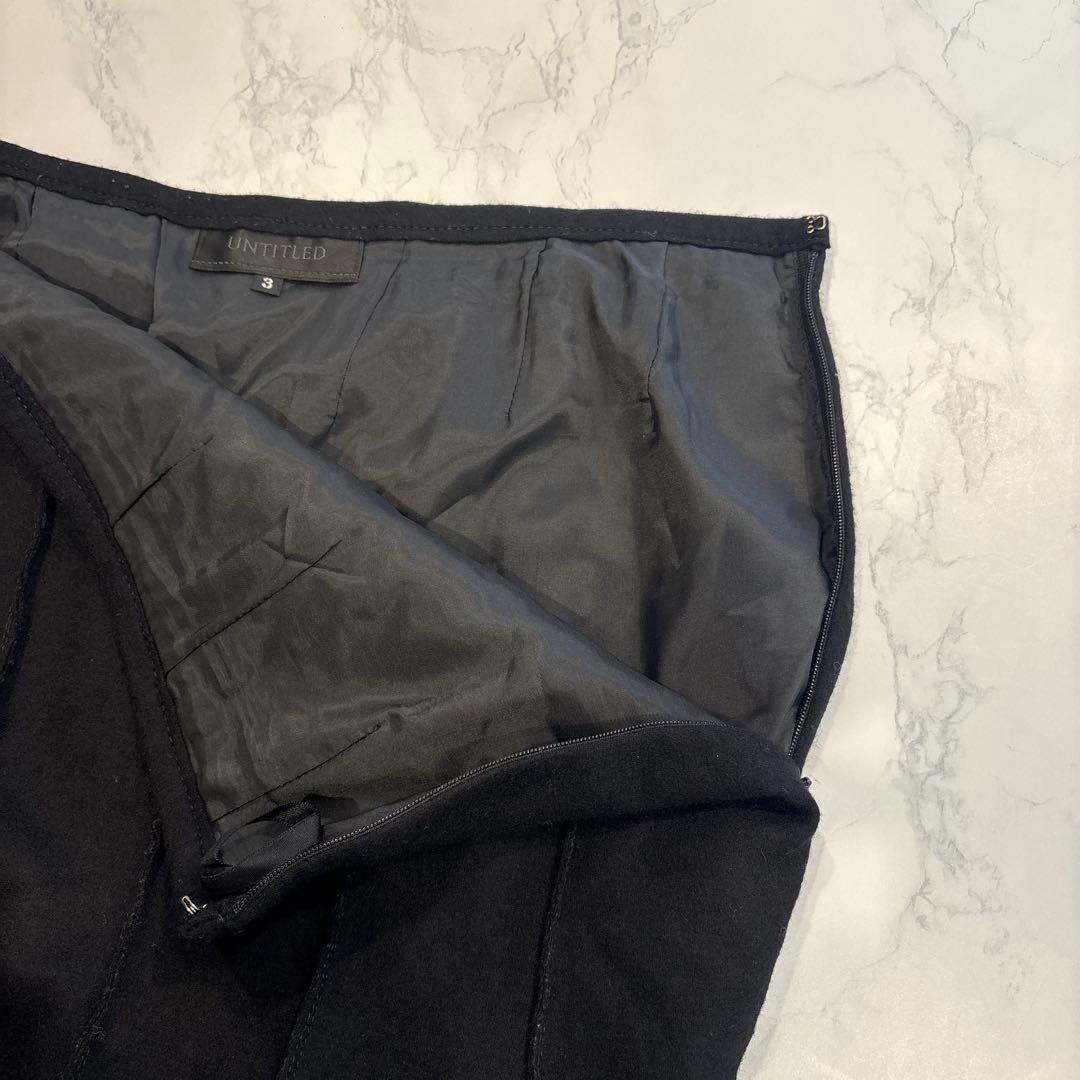 アンタイトル フレア スカート 黒　ブラック 3 L相当 膝丈　アンゴラ 日本製 5