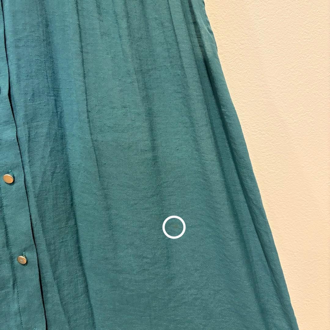 ブラウス ギャザー　ノースリーブ　グリーン 緑　F 前開き　ゴールドボタン　高級 4