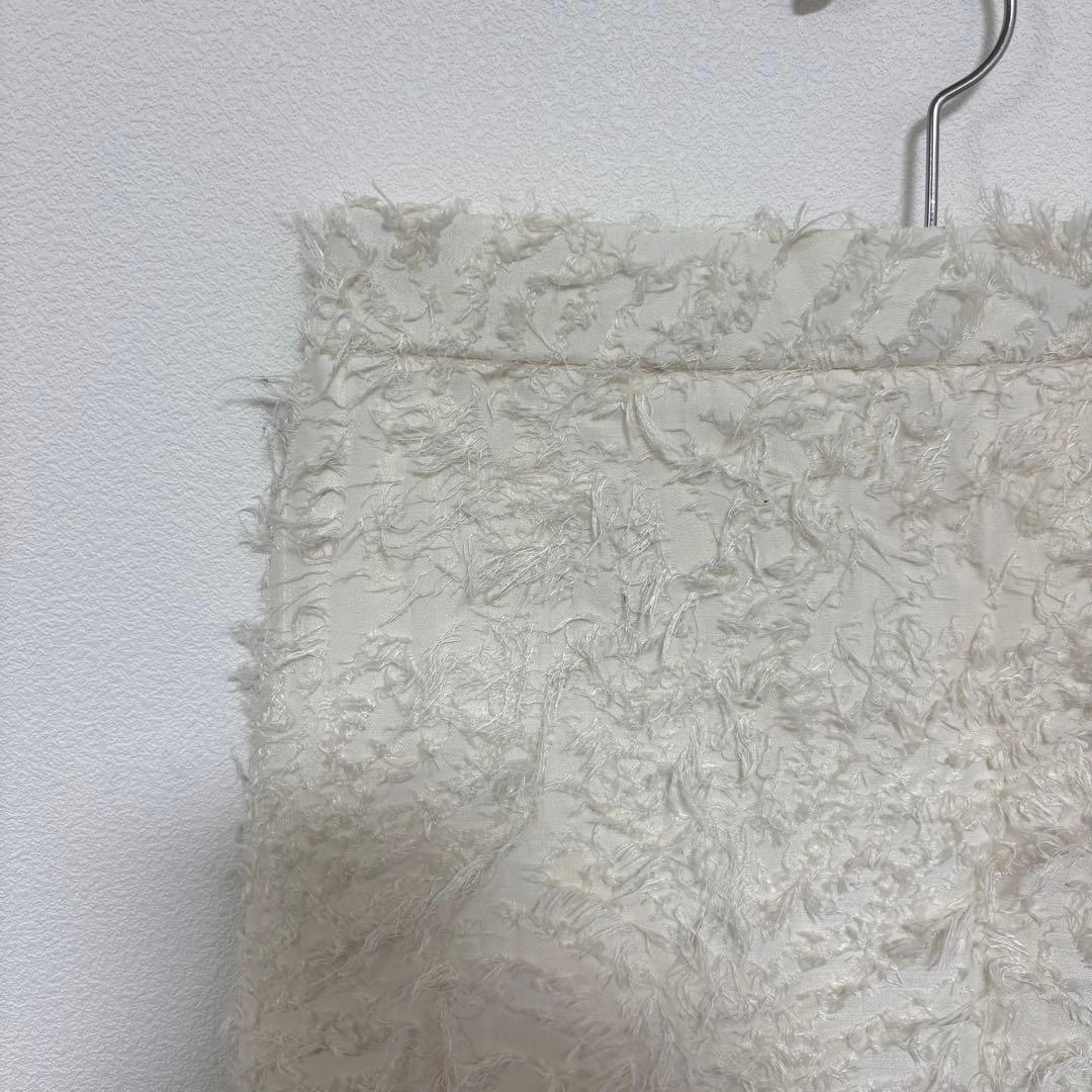 Mir..× pusan ホワイトフェザータッチロングスカート L d754 4