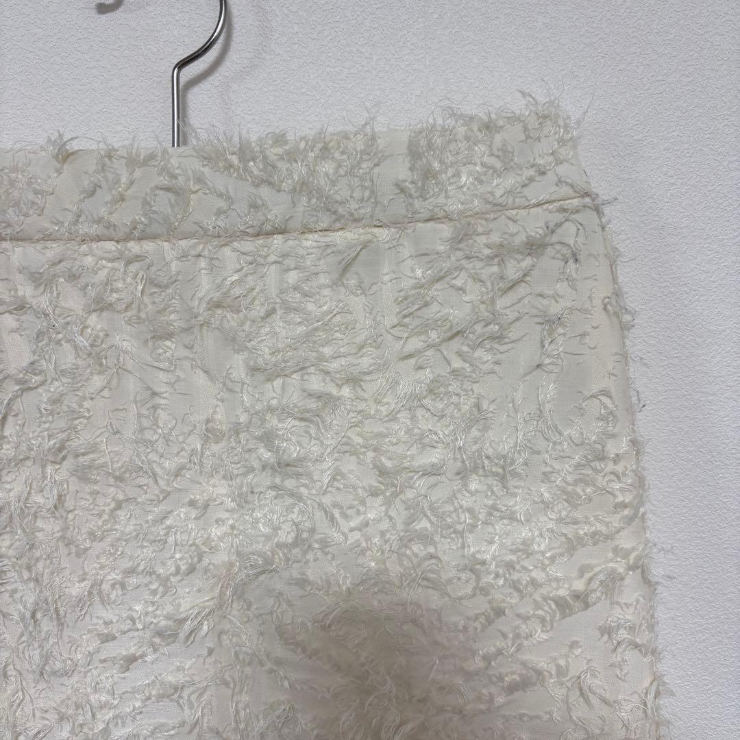 Mir..× pusan ホワイトフェザータッチロングスカート L d754 8