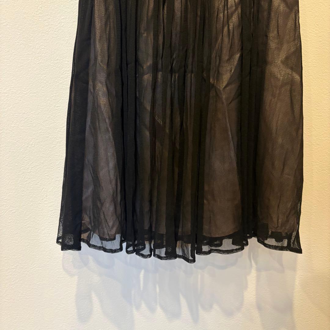 アンスペック 膝丈ワンピース プリーツ　シルク　ブラック 黒　38 高級 5