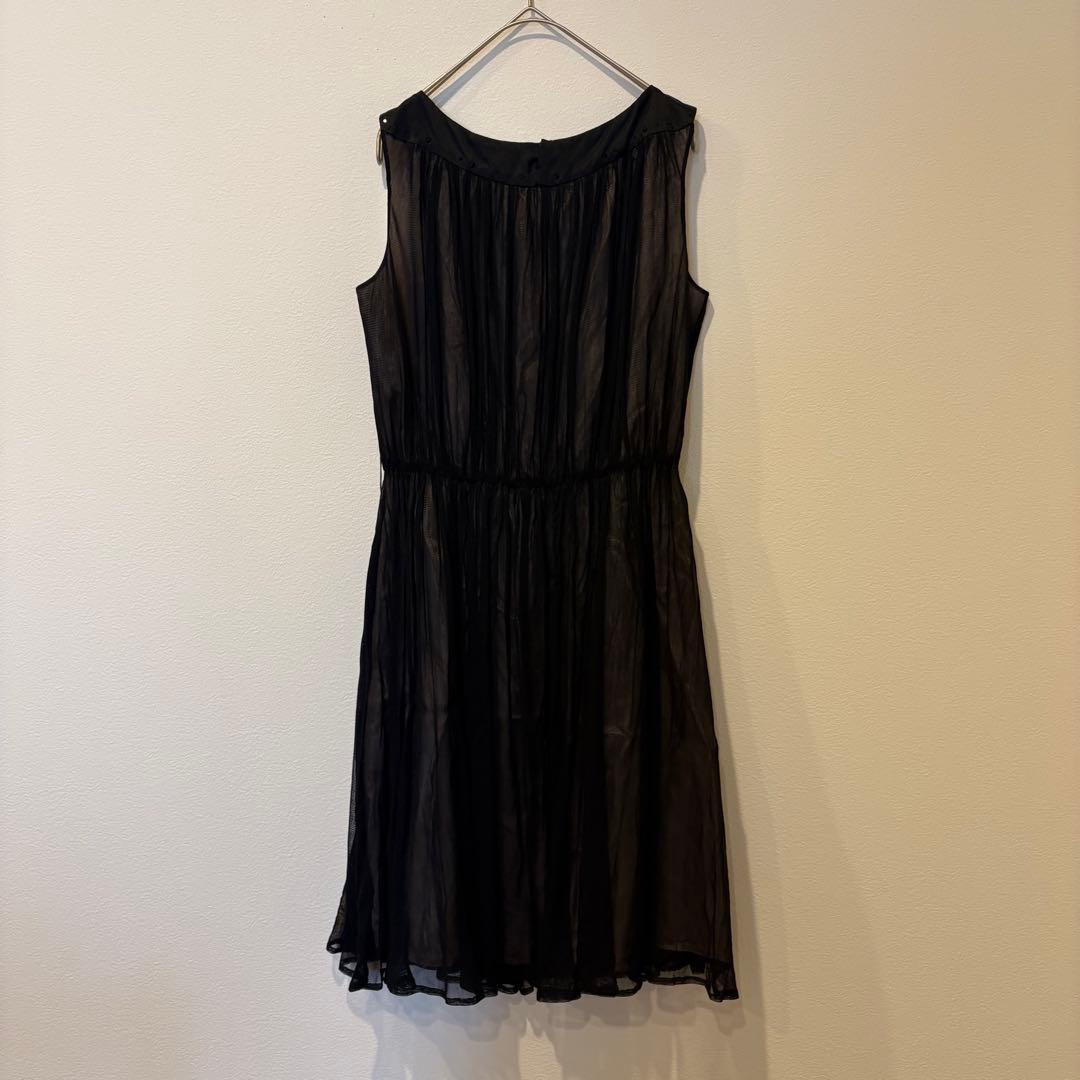 アンスペック 膝丈ワンピース プリーツ　シルク　ブラック 黒　38 高級 6