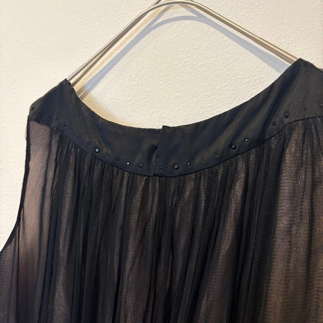 アンスペック 膝丈ワンピース プリーツ　シルク　ブラック 黒　38 高級 8