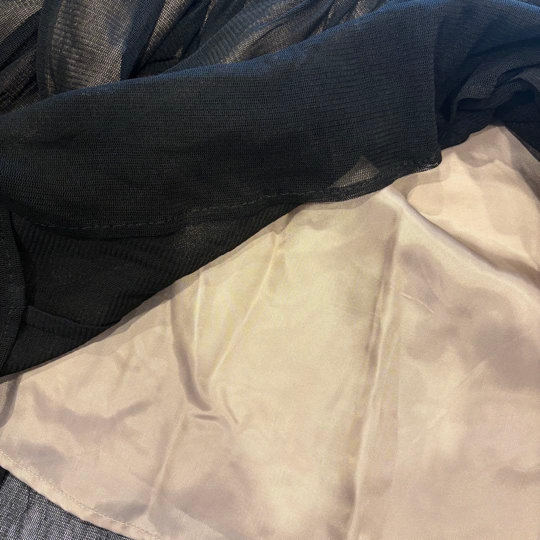 アンスペック 膝丈ワンピース プリーツ　シルク　ブラック 黒　38 高級 10