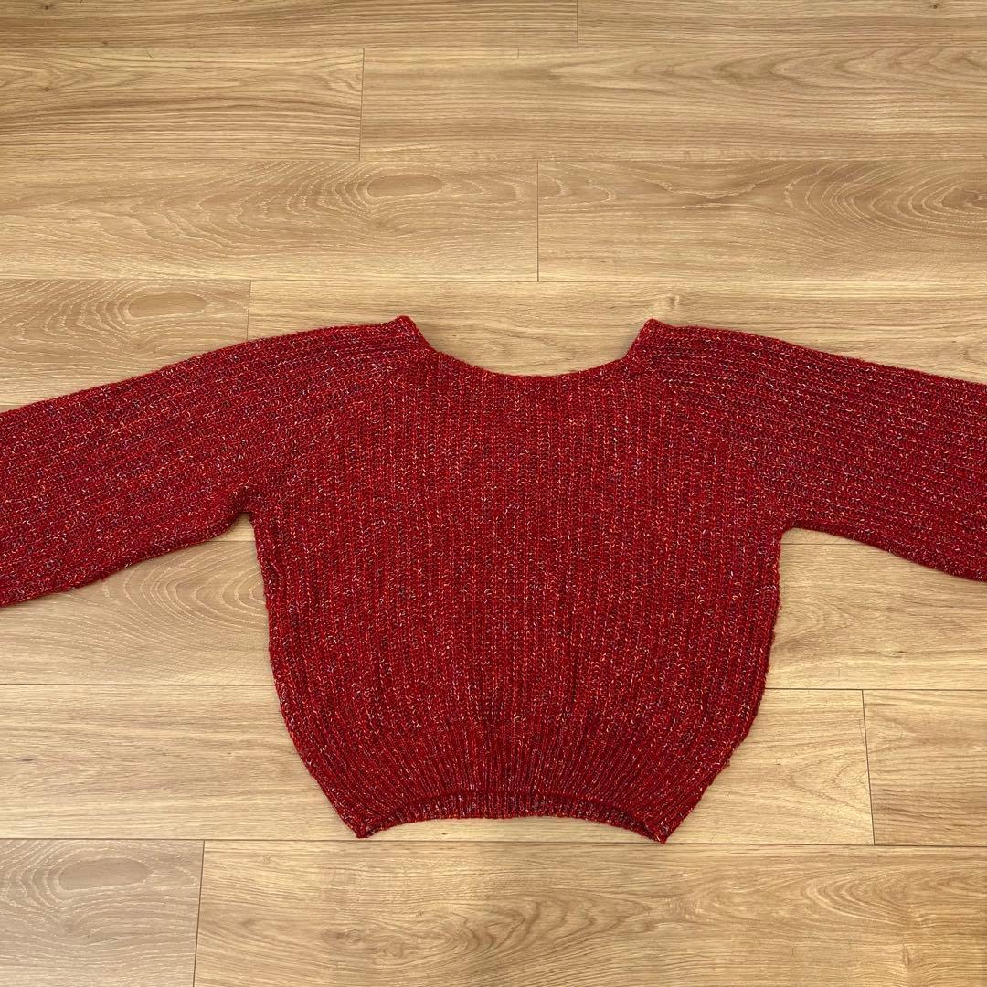 .スパイラルガール ニットセーター レッド 赤　長袖　トップス　派手　クロップド 3