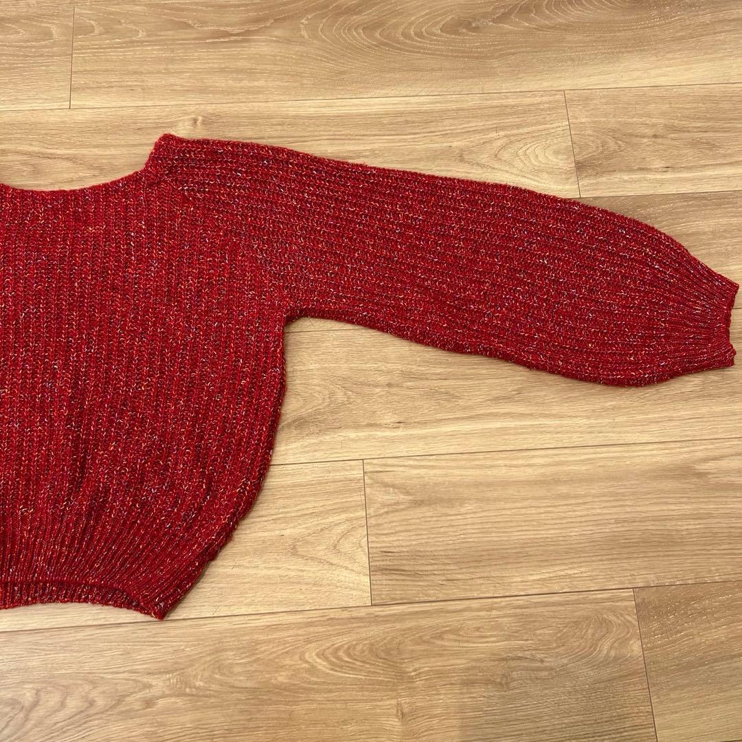 .スパイラルガール ニットセーター レッド 赤　長袖　トップス　派手　クロップド 4