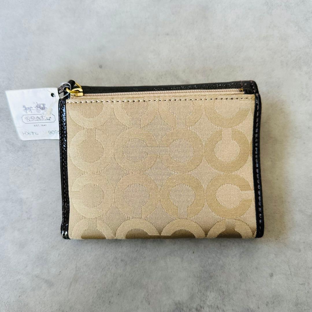 未使用✨Y2K COACH マディソン オプアート 二つ折り財布 ゴールド　黒 2