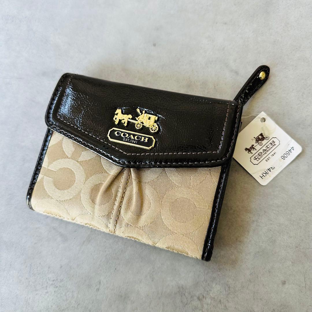 未使用✨Y2K COACH マディソン オプアート 二つ折り財布 ゴールド　黒 3